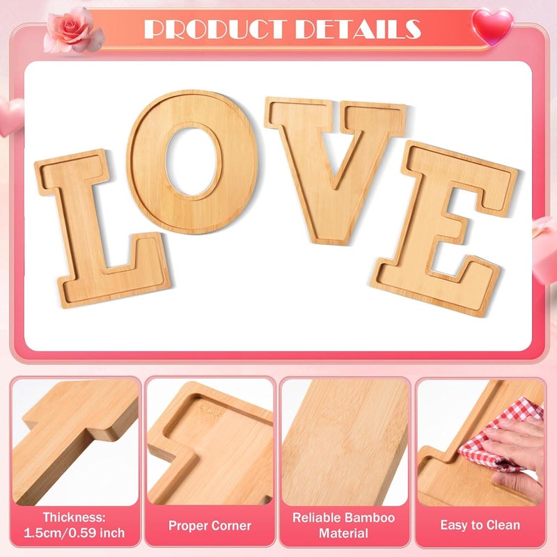AWIZOM ألواح تشاركوتيري خشبية 4 قطع على شكل كلمة LOVE - Image 3