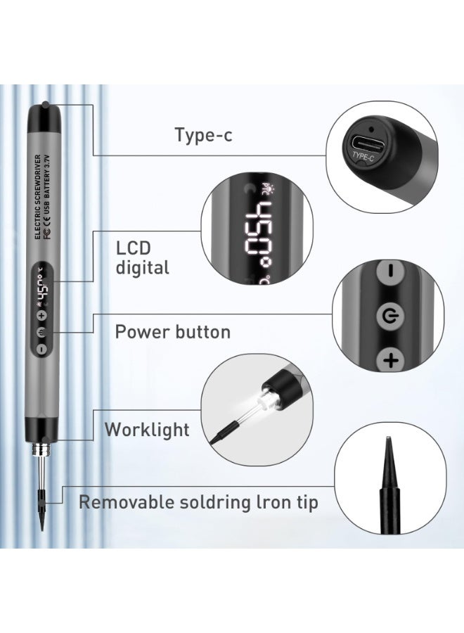 OSHIMA Mini Cordless Soldering Iron Kit, Rechargeable Soldering Iron, USB Rechargeable Portable Cordless Soldering Iron, Lcd Digital Adjustable Temperature Thermostatic for Home Appliance Repair, DIY - Image 3