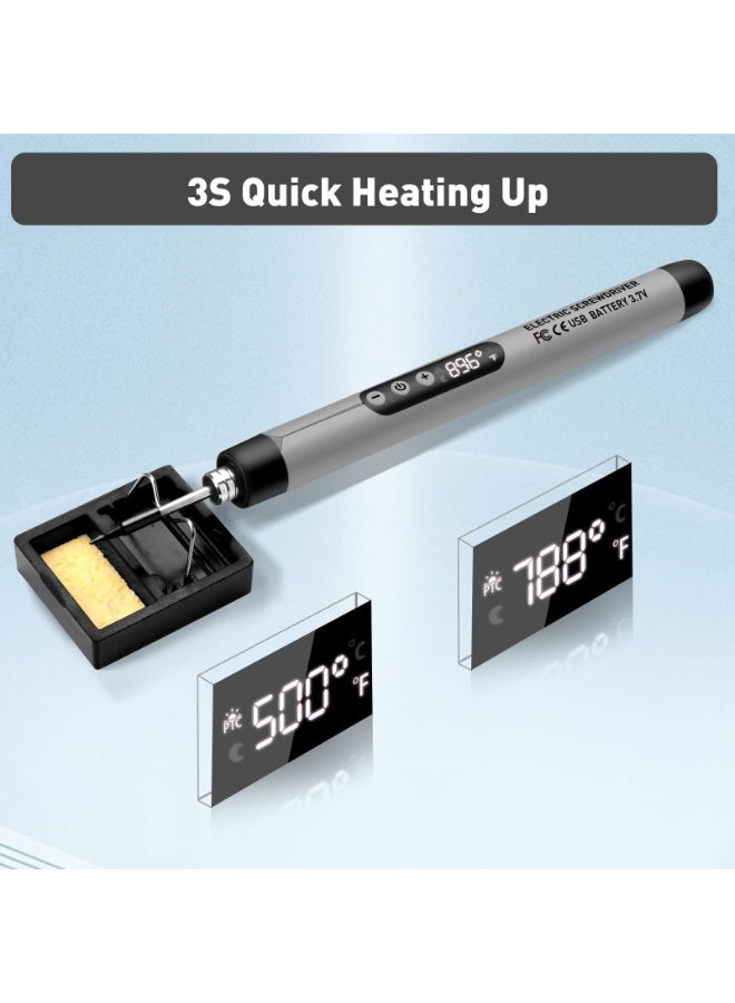 OSHIMA Mini Cordless Soldering Iron Kit, Rechargeable Soldering Iron, USB Rechargeable Portable Cordless Soldering Iron, Lcd Digital Adjustable Temperature Thermostatic for Home Appliance Repair, DIY - Image 4