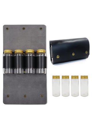 Portable Camping Spice Storage Bag with 4 Spice Jars, Camping Spice Set Kit, Outdoor Spice Containers, PU Leather Camping Seasoning Condiment Organizer for Travel Hiking BBQ - pzsku/Z3A8D6AA49CC3CB95986BZ/45/1752040357/c56de434-50f4-40d1-8639-ed3f4ded3a11