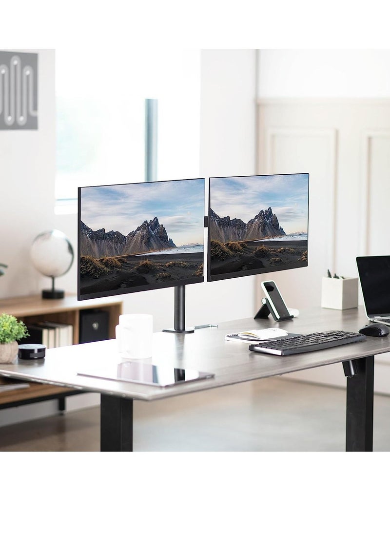 Dual Monitor Desk Mount, Heavy Duty Fully Adjustable Stand, Fits 2 LCD LED Screens up to 30 inches, Black - Image 2