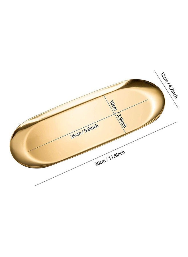 إسكدنيا Stainless Steel Towel Tray, Metal Storage Trays, Dish Plate, Tea Tray, Fruit Trays, Small Organizer Trays for Bathroom Vanity Table Decor, Oval, Gold - Image 3