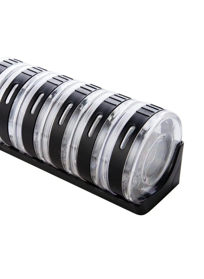 سونام طقم توابل أسطواني أكريليك شفاف بتصميم عصري – تنظيم أنيق ومثالي للمطبخ العصري - طقم توابل أسطواني من سونام – 6 عبوات مع حامل أنيق -  كود 5233 - Image 4