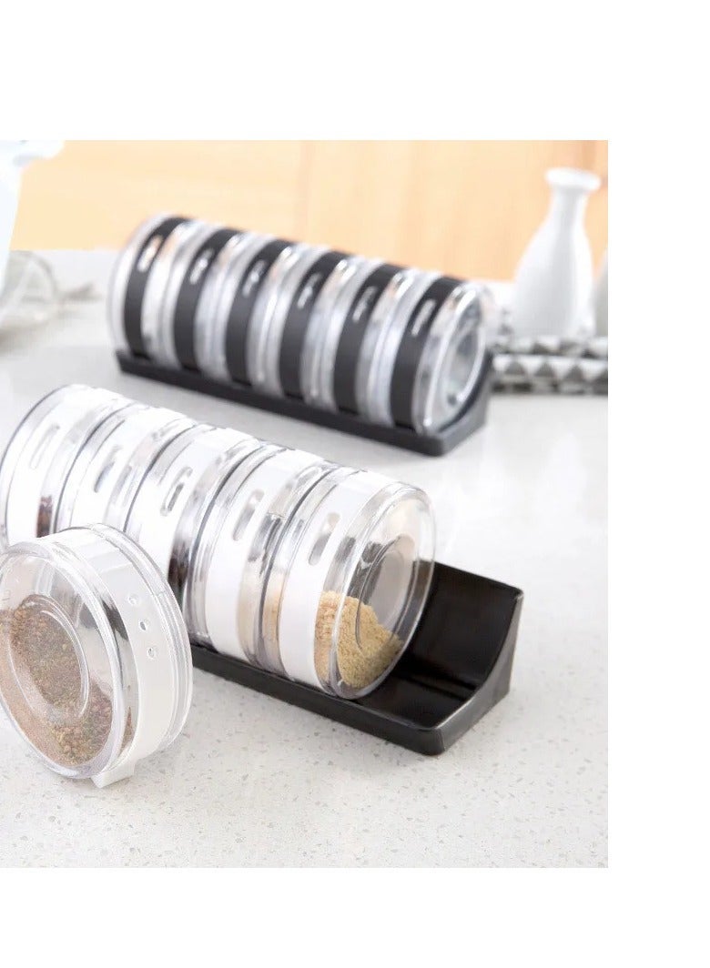 سونام طقم توابل أسطواني أكريليك شفاف بتصميم عصري – تنظيم أنيق ومثالي للمطبخ العصري - طقم توابل أسطواني من سونام – 6 عبوات مع حامل أنيق -  كود 5233 - Image 2