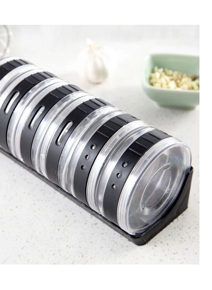 سونام طقم توابل أسطواني أكريليك شفاف بتصميم عصري – تنظيم أنيق ومثالي للمطبخ العصري - طقم توابل أسطواني من سونام – 6 عبوات مع حامل أنيق -  كود 5233 - Image 3