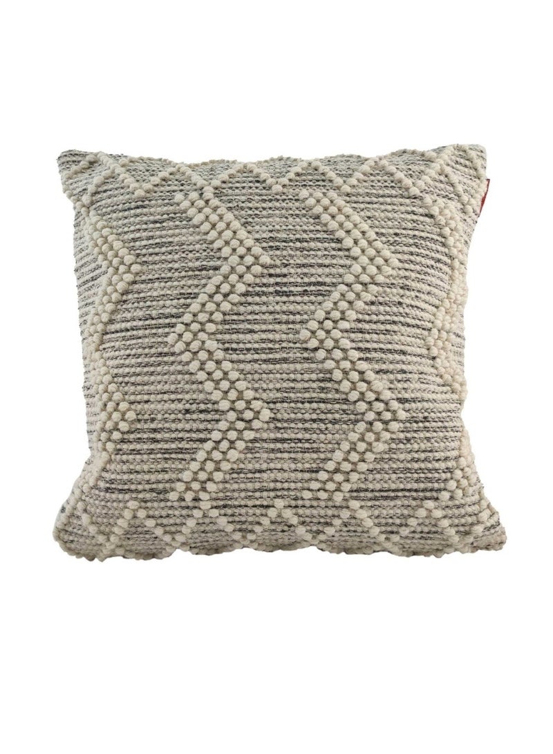 Ramsha Natural & Black Color Handmade Cotton-Wool Cushion - CS 046 (60x60cm) - Image 1