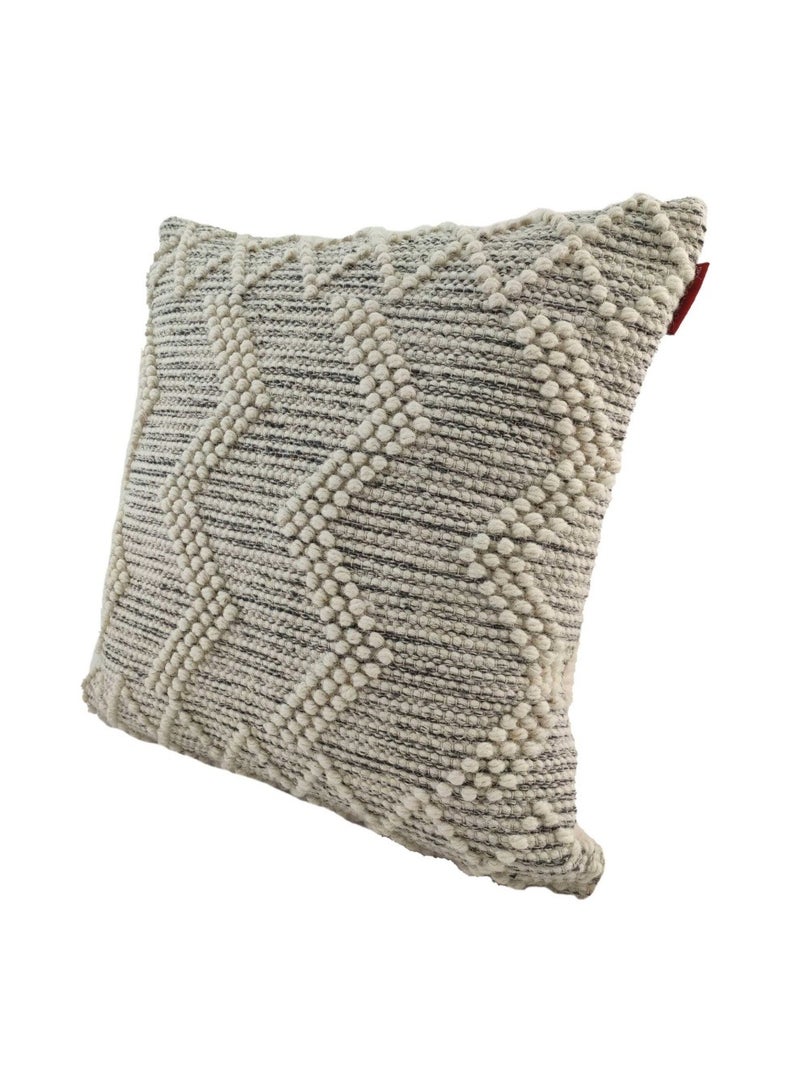 Ramsha Natural & Black Color Handmade Cotton-Wool Cushion - CS 046 (60x60cm) - Image 2