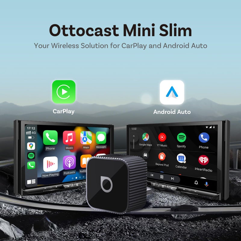 OTTOCAST 2026 Upgrade Mini Slim 3.0, 2-in-1 Wireless CarPlay & Android Auto Adapter, Plug & Play Dongle, Fast Auto-Reconnect, Dual-Band 5Ghz, for Cars with Wired CarPlay & Android auto (Black) - Image 2