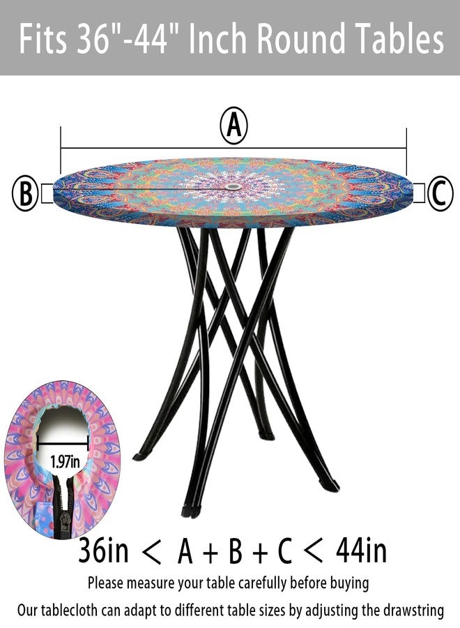 opstellen Fitted Round Outdoor Table Covers with Umbrella Hole and Zipper Reusable Water Resistant Tablecloths for 36-44" Tables Glamping Car Road Trip Gear Retirement Gift for Mom Dad Grandpa Grandma - Image 2
