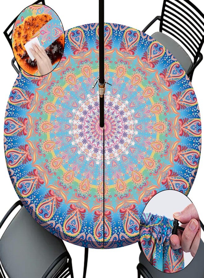 opstellen Fitted Round Outdoor Table Covers with Umbrella Hole and Zipper Reusable Water Resistant Tablecloths for 36-44" Tables Glamping Car Road Trip Gear Retirement Gift for Mom Dad Grandpa Grandma - Image 1