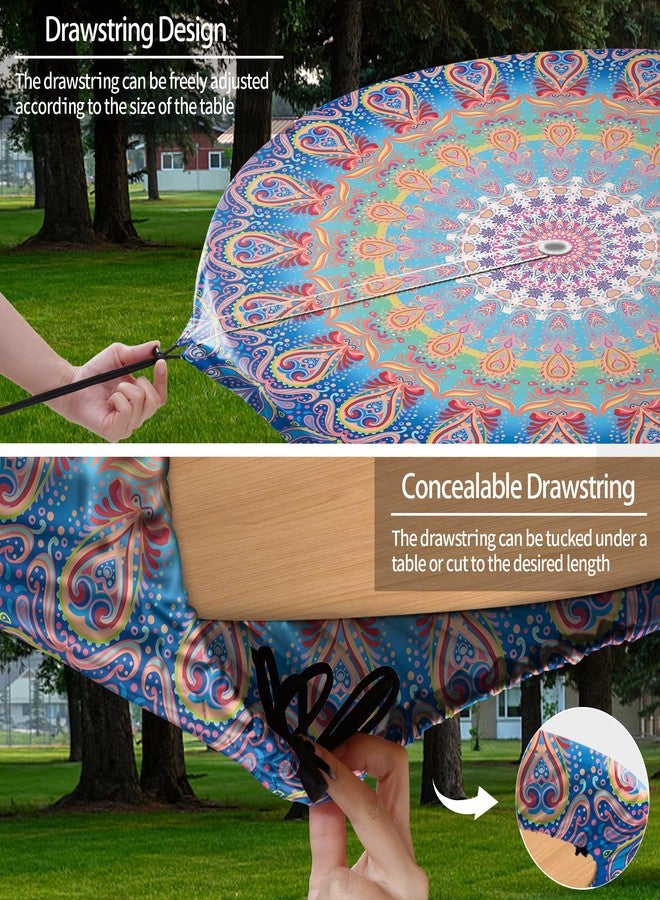 opstellen Fitted Round Outdoor Table Covers with Umbrella Hole and Zipper Reusable Water Resistant Tablecloths for 36-44" Tables Glamping Car Road Trip Gear Retirement Gift for Mom Dad Grandpa Grandma - Image 3