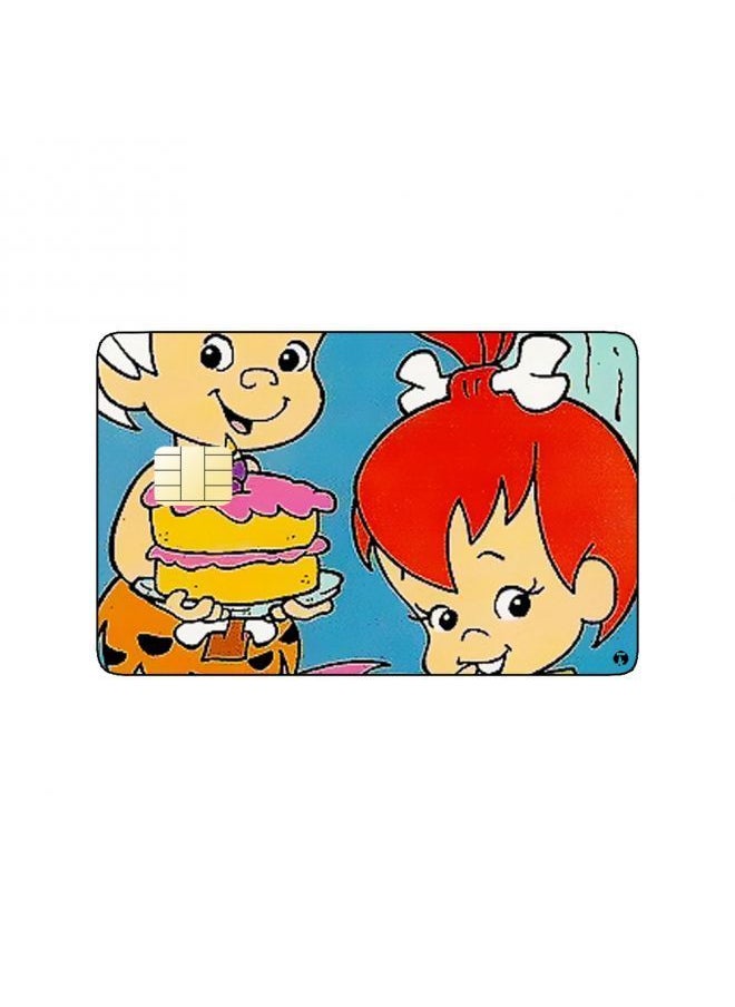 PRINTED BANK CARD STICKER Animation Pebbles And Bamm Bamm From The Flintstones By Cartoon Network