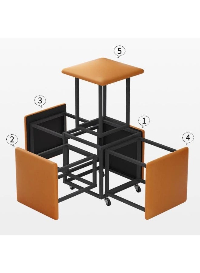 Generic SAFENHAND 5-In-1 Combination Stool, 5-in-1 Multifunctional PU Leather Cube Stool, Household Square Stackable Combination Stool, Ottoman, Footrest  - Image 2