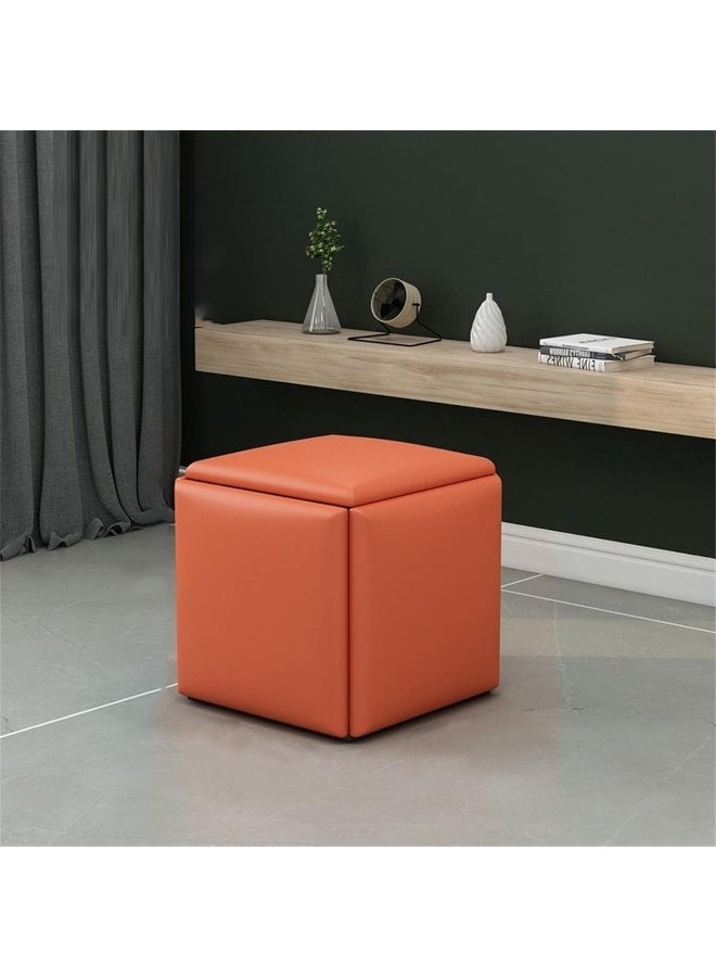 Generic SAFENHAND 5-In-1 Combination Stool, 5-in-1 Multifunctional PU Leather Cube Stool, Household Square Stackable Combination Stool, Ottoman, Footrest  - Image 1