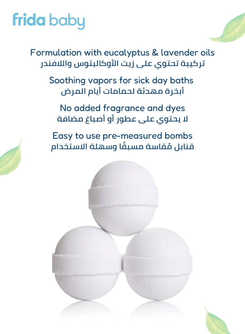 fridababy Breathe Frida Vapor Bath Balls - Eucalyptus And Lavender Essential Oils for Cold Relief And Sick Day Comfort - 3 Bath Balls, 2+ Years - Image 3
