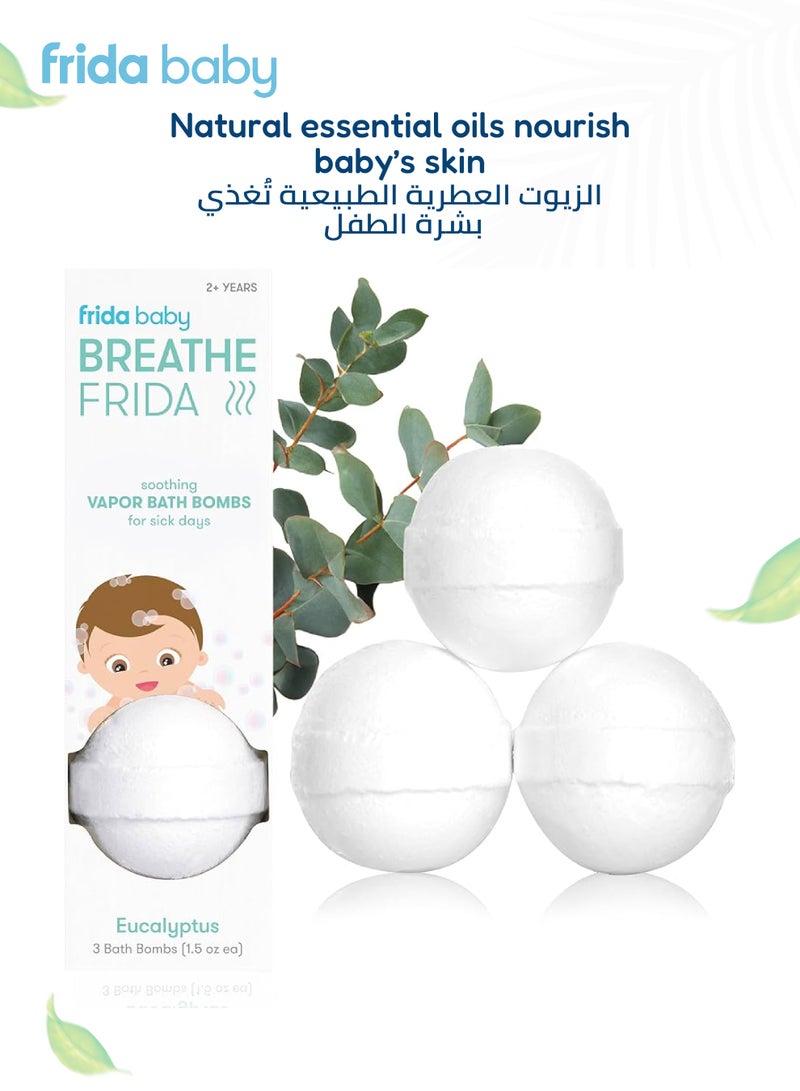 fridababy Breathe Frida Vapor Bath Balls - Eucalyptus And Lavender Essential Oils for Cold Relief And Sick Day Comfort - 3 Bath Balls, 2+ Years - Image 4
