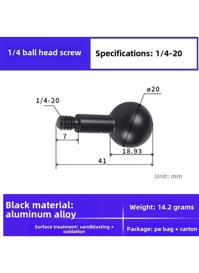 13 15/17/20/25 Aluminum Alloy 1/4 Screw Ball Head Mobile Phone Bracket Modified Live Photography Bracket Accessories-Color:20mm Ball Head-long Style - Image 1