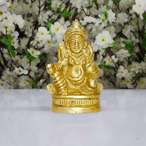 Pick End Now Lord Kuber Brass Statue for Home Temple | Product Dimensions - 2 X 3 X 5 Cm, 75Gm, Wedding - Image 1