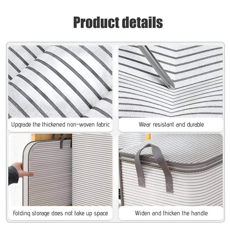 Closet Organization Bags - Foldable, Zippered Storage Containers with Sturdy Handles for Comforters, Blankets, and Seasonal Wear, Maximized Under Bed or Closet Storage (2pcs) - Image 3