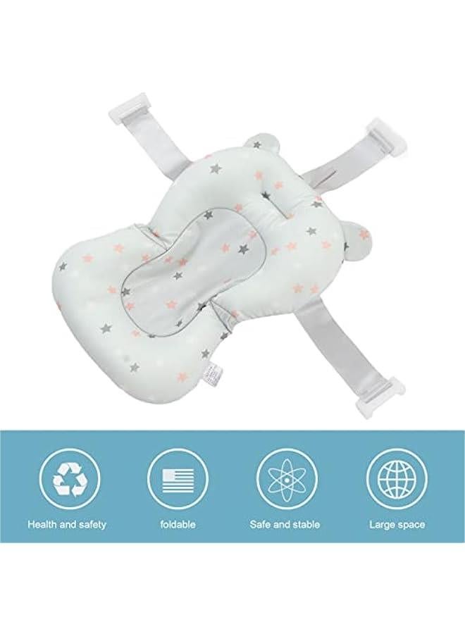 Baby Bath Seat Cushion, Floating Bath Support Mat Foldable Adjustable Infant Bath Supporter Newborn Bathtub Seat Cushion Nonslip Baby Bathtub Mat Baby Tub Pillow for 0‑12 Months - Image 3