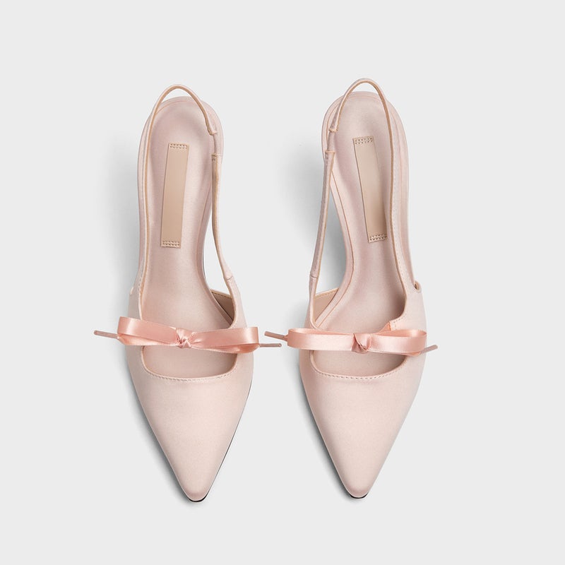 Stunning High-Heeled Shoes with a Unique Design for Women, 2026 New Model, Satin Bow Pointed-Toe Sandals - Image 5