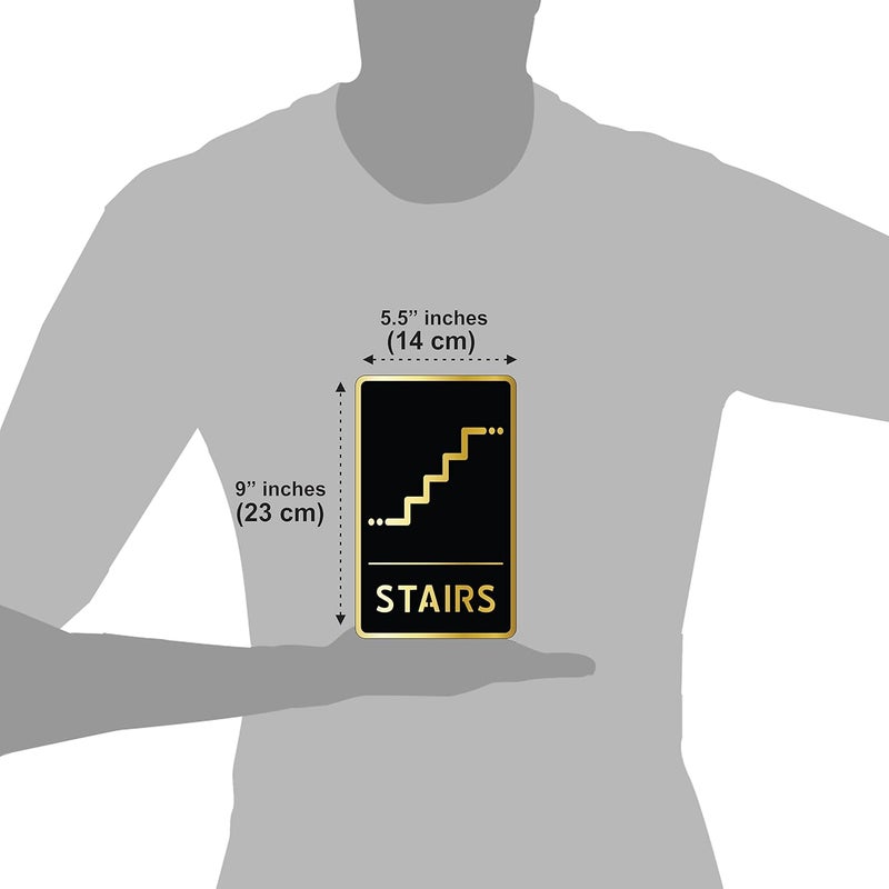 Vertical Root Inc ® STAIRS BLACK GOLD Self adhesive Sign 5.5 inch by 9 inch, Mall Business Stores Cafe Shop corporate Hospital Hotel School Office - Image 5
