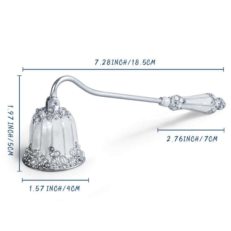 BGCTM Elegant Royal-Style Candle Snuffer with Pearl Inlay, Metal Handle for Safe and Stylish Candle Extinguishing (Elegant Silver) - Image 4