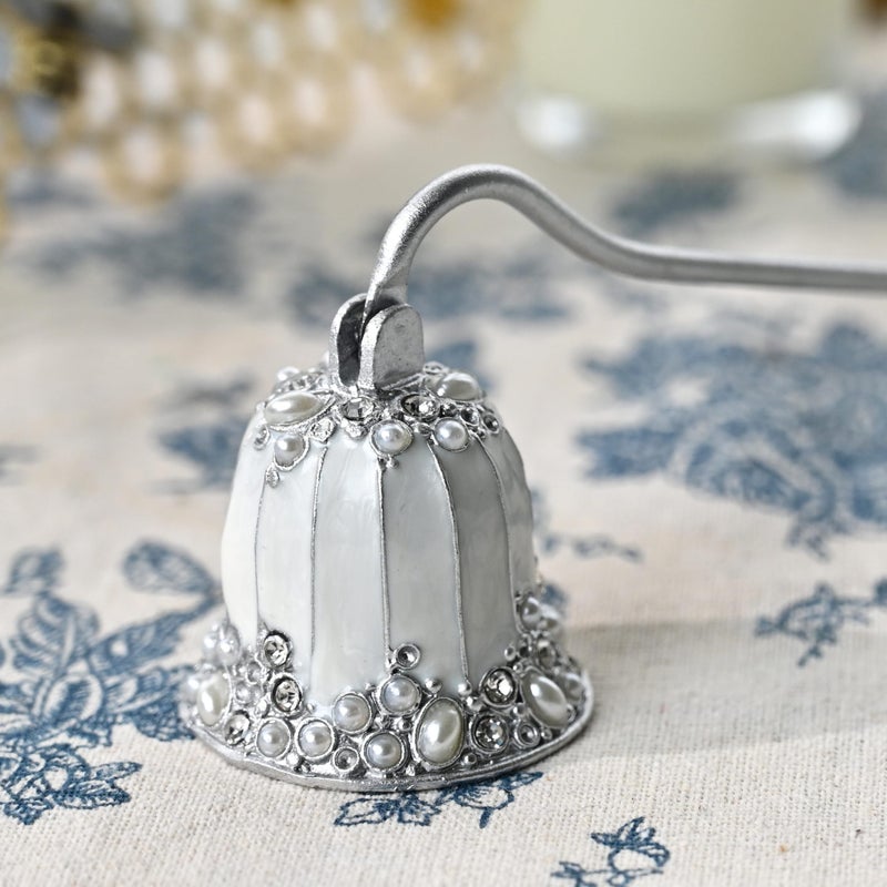 BGCTM Elegant Royal-Style Candle Snuffer with Pearl Inlay, Metal Handle for Safe and Stylish Candle Extinguishing (Elegant Silver) - Image 2