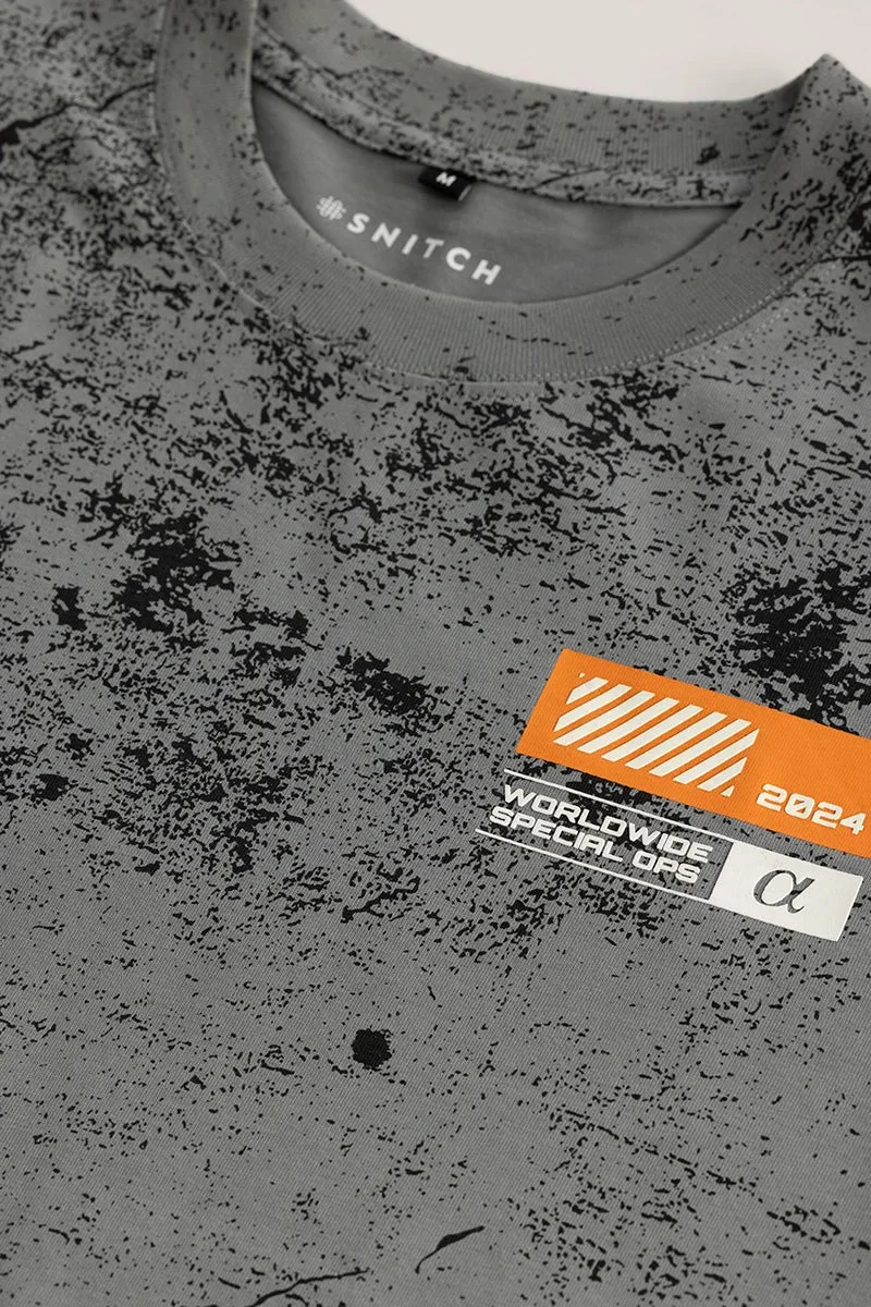 سنيتش تي شيرت رمادي فضفاض