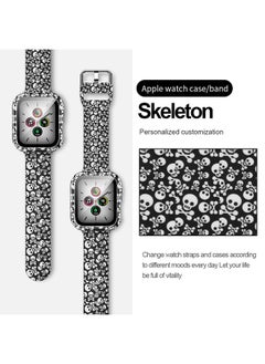 Replacement Printed Silicone Band for Apple Watch 40MM With Tempered Glass Case Skeleton