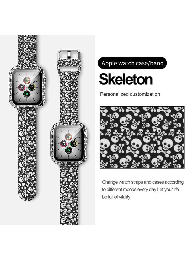 TWEGGON - Replacement Printed Silicone Band for Apple Watch 40MM With Tempered Glass Case Skeleton - Image 1