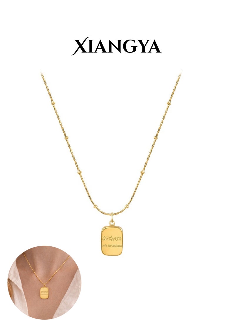 XIANGYA Minimalist Gold Pendant Necklace for Women Dainty Rectangle Charm Necklace Gold Plated Stainless Steel Jewelry Gift - Image 1