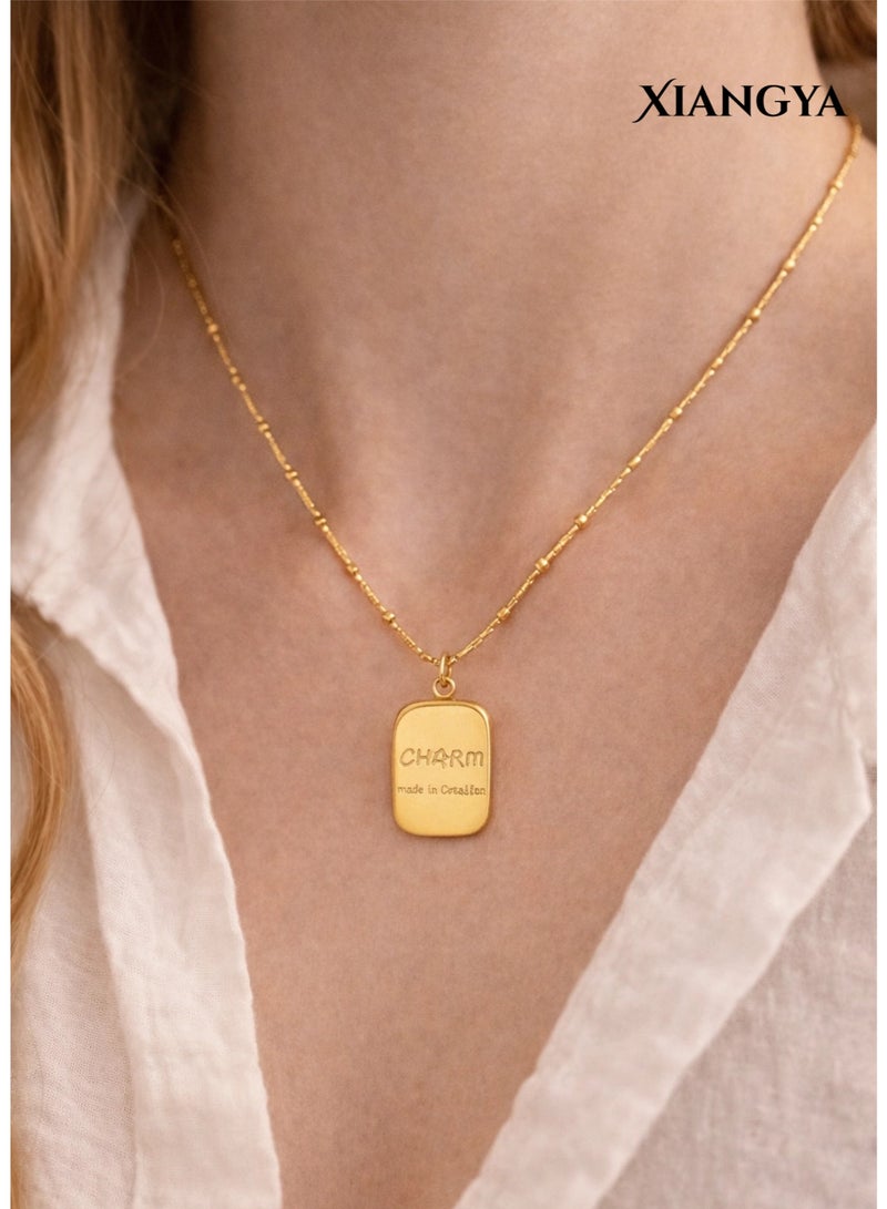 XIANGYA Minimalist Gold Pendant Necklace for Women Dainty Rectangle Charm Necklace Gold Plated Stainless Steel Jewelry Gift - Image 3