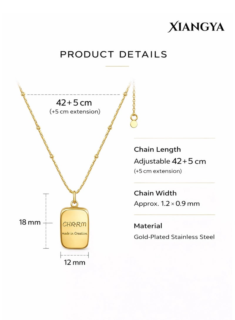 XIANGYA Minimalist Gold Pendant Necklace for Women Dainty Rectangle Charm Necklace Gold Plated Stainless Steel Jewelry Gift - Image 4
