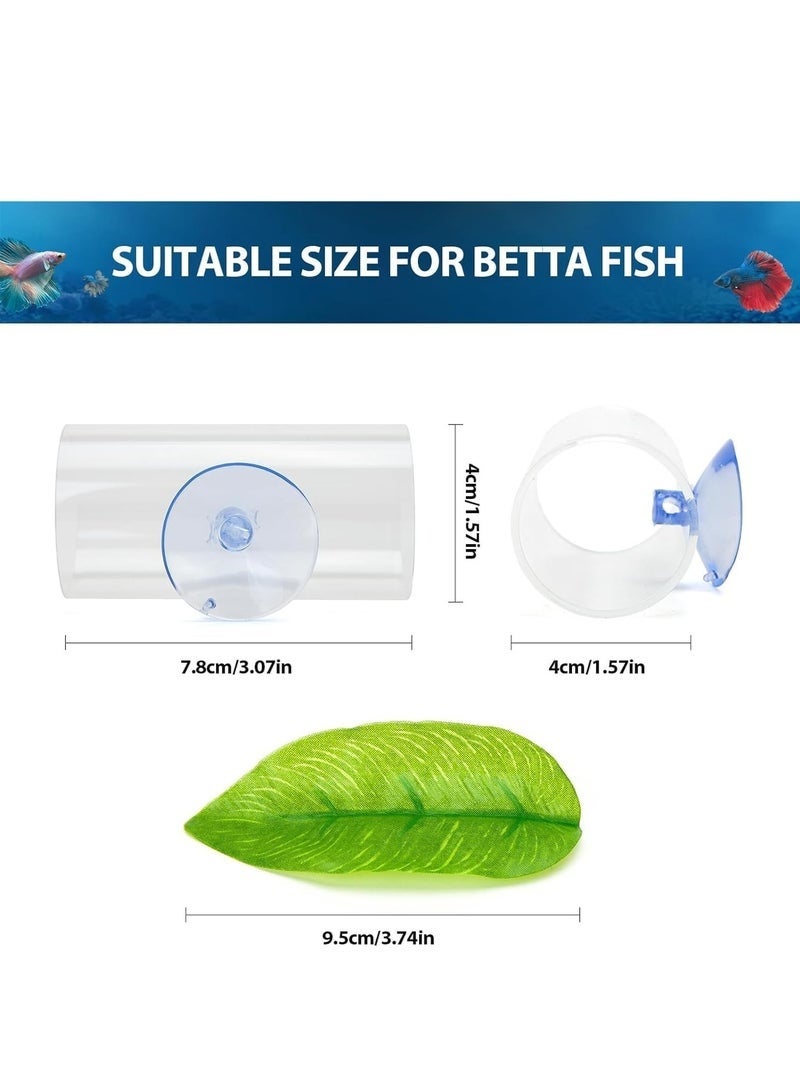 Bukela 3 Pack Betta Fish Acrylic Tube Tunnel, Toys, Leaf Mat, Natural Habitat for Spawning and Breeding, Shelter Hiding Place, Fish Tank Decoration Accessories - Image 2