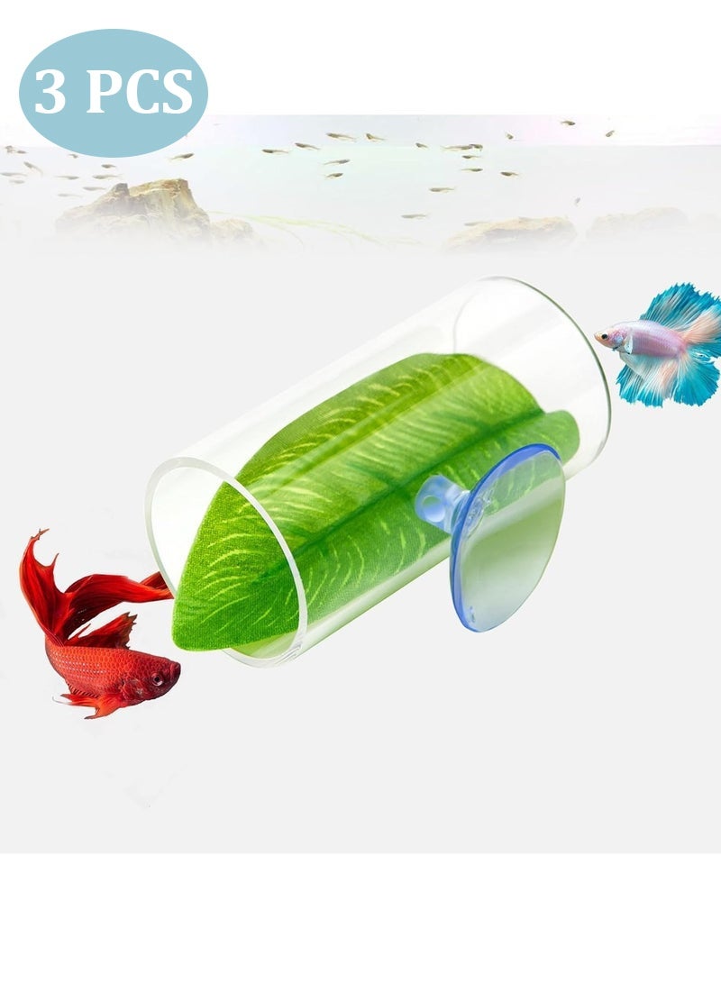 Bukela 3 Pack Betta Fish Acrylic Tube Tunnel, Toys, Leaf Mat, Natural Habitat for Spawning and Breeding, Shelter Hiding Place, Fish Tank Decoration Accessories - Image 1