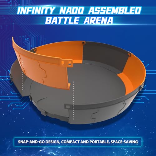 INFINITY NADO S7 Battle Set with Modular Stadium Arena GunBowShaped Launcher Infinite Acceleration Metal DefenseEndurance Type Battle Top Toy RightLeftSpinning Top Game Toys for Boys Girls 5 - Image 5