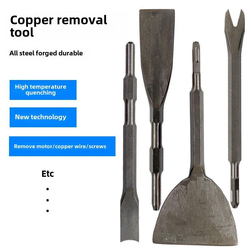 Chisel Flat Chisel Remove Copper Chisel Remove Old Motor Copper Wire Tools Electric Pick Electric Hammer Flat Shovel Steel Chisel Universal Shovel(Hexagonal Handle Electric Pickaxe Y-shaped Chisel) - Image 3