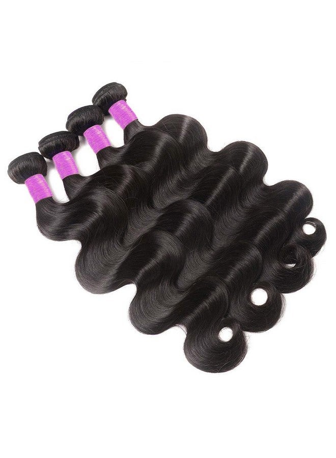 Body Wave Bundles Human Hair 20 22 24 26 Inch 12A Human Hair Bundles 100% Unprocessed Brazilian Hair 4 Bundles Human Hair Extensions for Women Natural Black