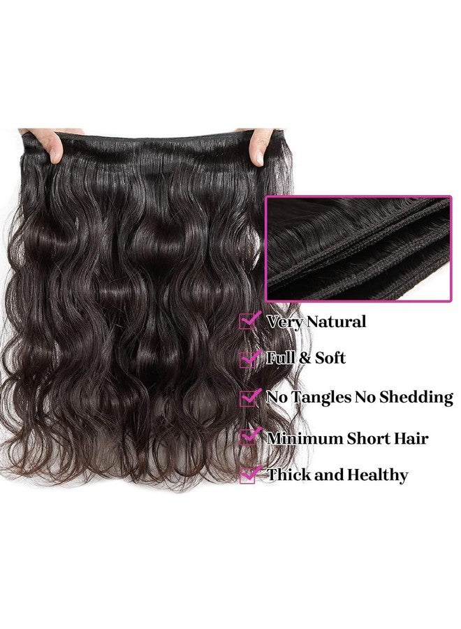 Body Wave Bundles Human Hair 20 22 24 26 Inch 12A Human Hair Bundles 100% Unprocessed Brazilian Hair 4 Bundles Human Hair Extensions for Women Natural Black