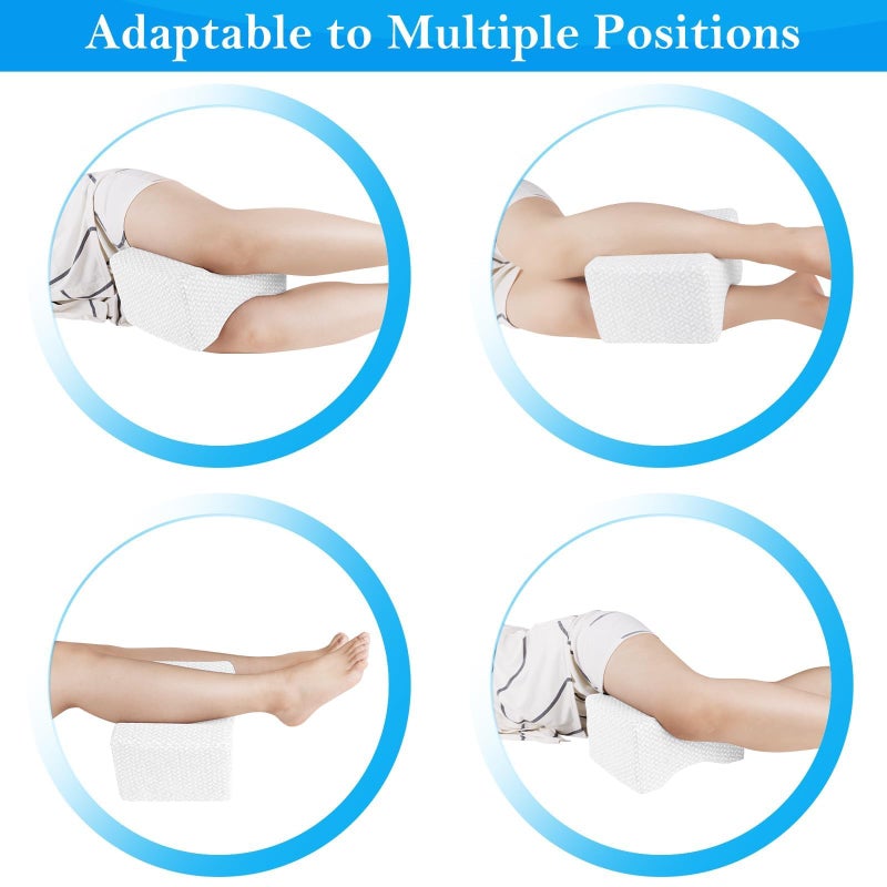 BlissTrends Memory Foam Knee Pillow, Knee Pillow for Side Sleepers, Leg Pillows for Sleeping Blood Circulation, Elevation Pillow for Spine Aligning, Sciatica, Back, Hip, Knee, Ankle Pain, White - Image 5