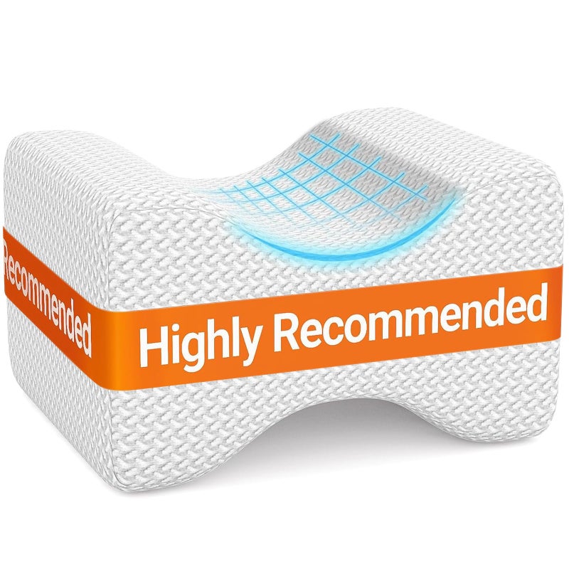 BlissTrends Memory Foam Knee Pillow, Knee Pillow for Side Sleepers, Leg Pillows for Sleeping Blood Circulation, Elevation Pillow for Spine Aligning, Sciatica, Back, Hip, Knee, Ankle Pain, White - Image 1