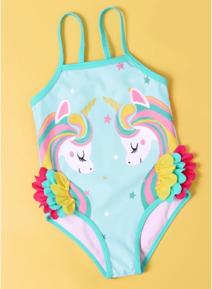Shein Young Girl Unicorn Print One Piece Swimsuit - Image 5