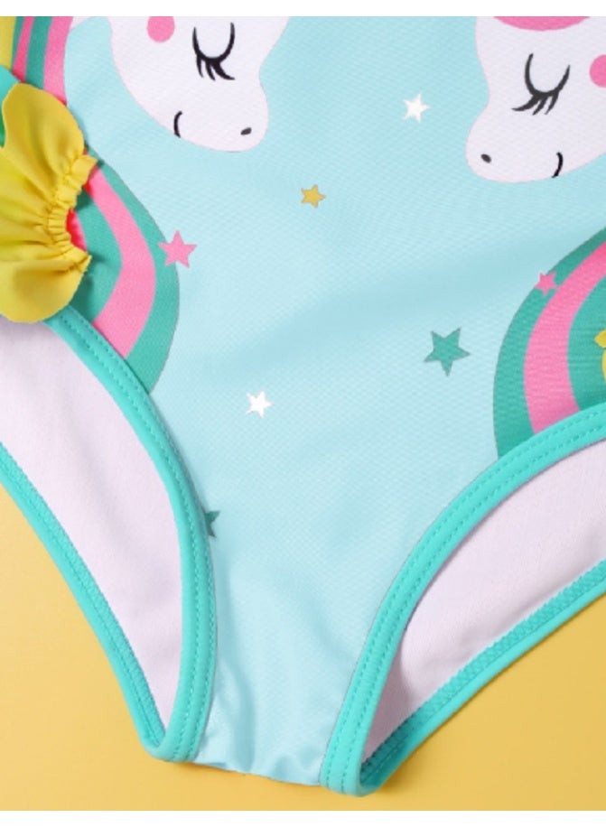 Shein Young Girl Unicorn Print One Piece Swimsuit - Image 4