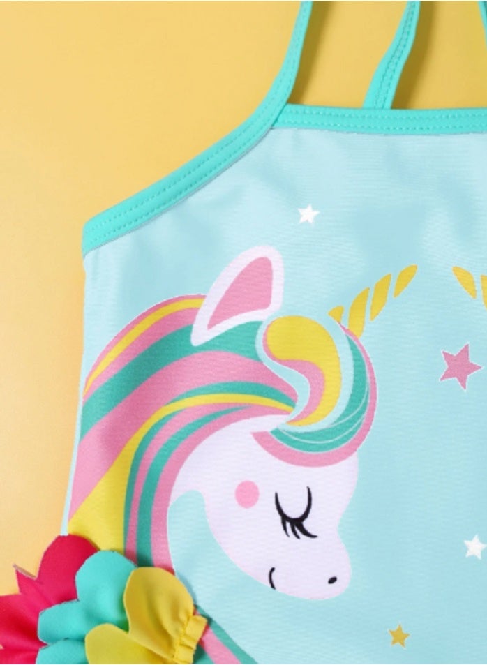 Shein Young Girl Unicorn Print One Piece Swimsuit - Image 3
