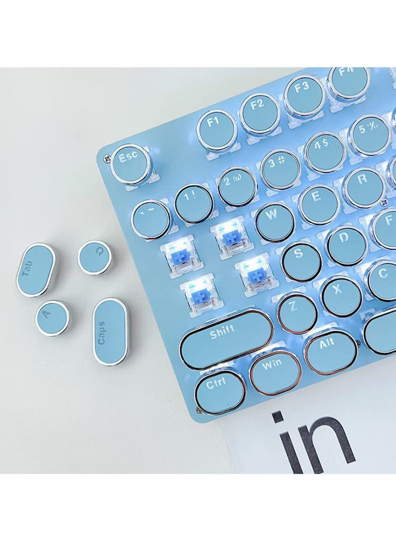 MONOGUE Gaming Keyboard and Mouse Set Retro Punk Typewriter Mechanical Design Blue Switch White Backlight USB Wired for Desktop Laptop - Image 3