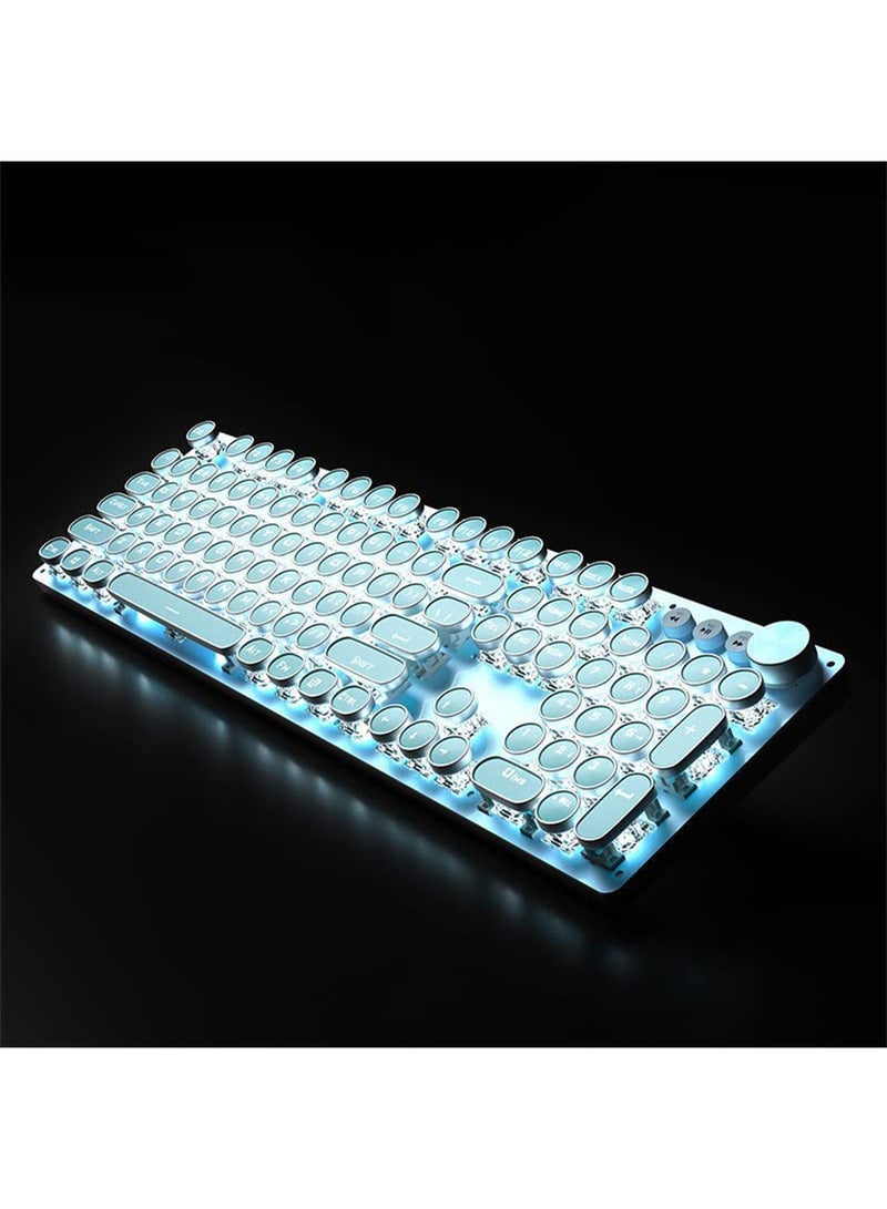 MONOGUE Gaming Keyboard and Mouse Set Retro Punk Typewriter Mechanical Design Blue Switch White Backlight USB Wired for Desktop Laptop - Image 5