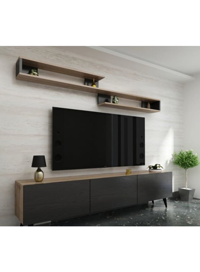 ريترو RA-U32 ترابيزة تلفزيون 30x44x180سم - بيج×أسود - Image 1