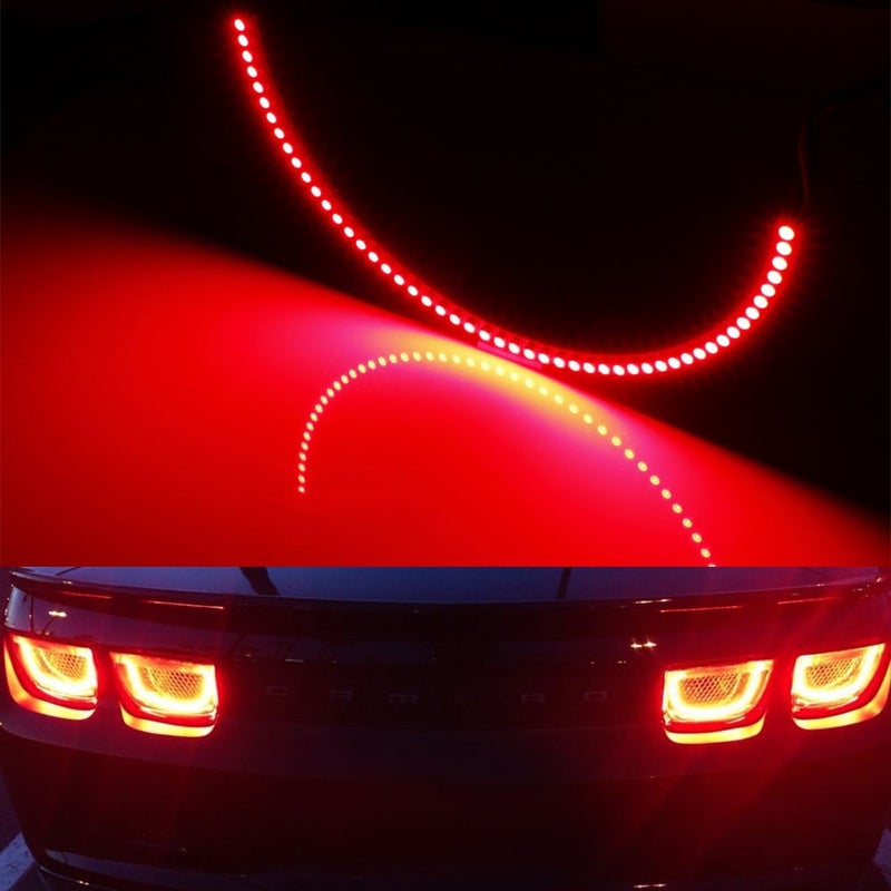 iJDMTOY 4pc Set Red LED Circuit Boards Compatible With 20102013 Chevrolet Camaro For Taillamp Afterburner Halo Ring Effect Retrofit wTaillight and Brake Light Feature