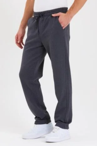 mmetalic Black-Anthracite Back Pocket Label Detailed Straight Leg Men's Cotton 2-Piece Sweatpants Pack